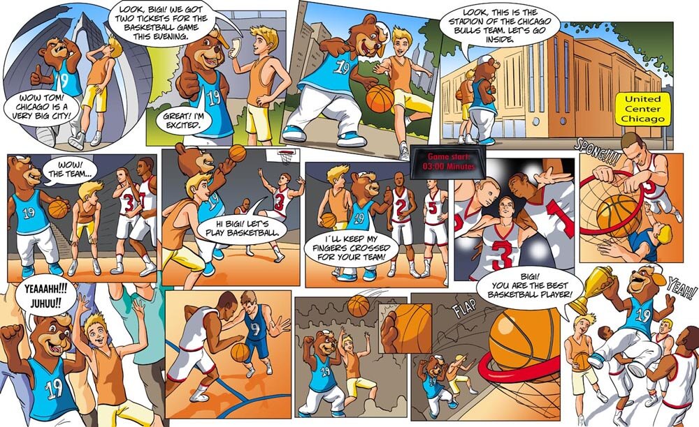 Comic-Strip über Cokolino mit dem Thema Basketball